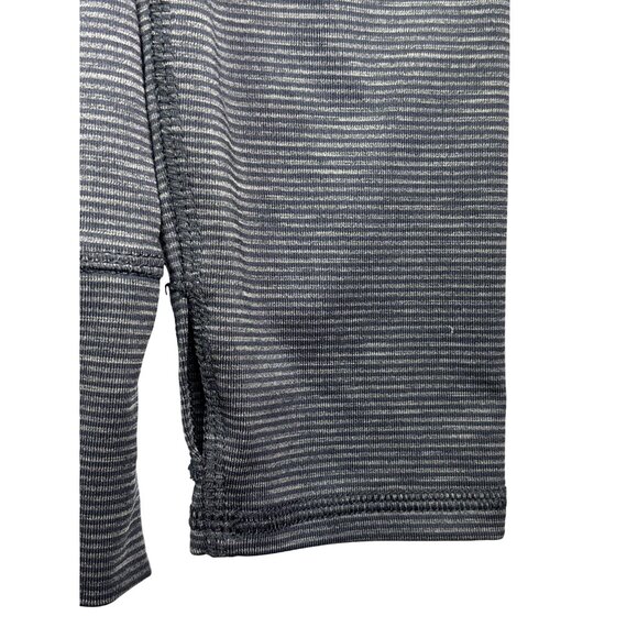 MTA Sport Gray Black Striped Hoodie Hooded Top Size M Thumbholes Drawstring - Picture 5 of 7